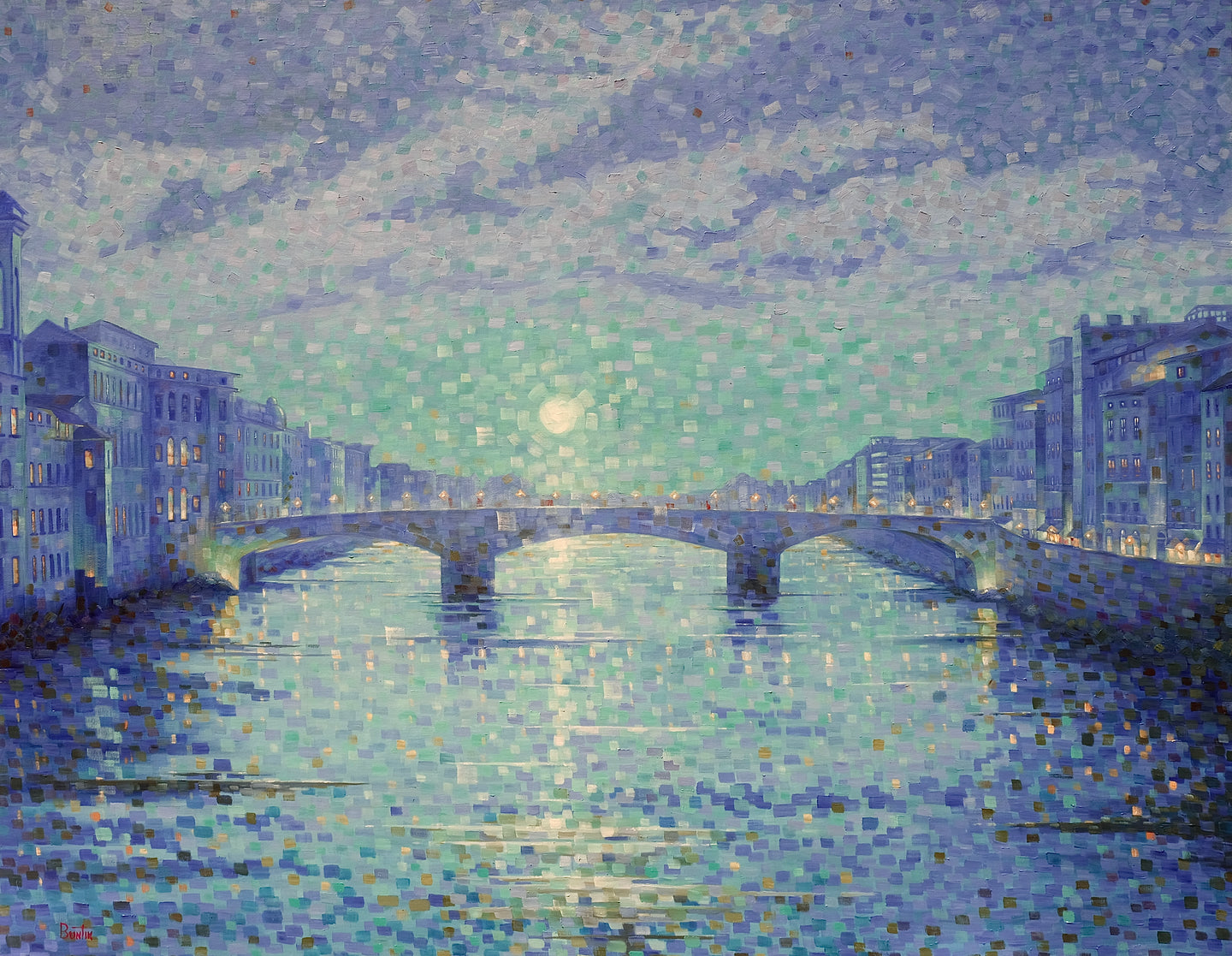 Moonset over the Arno 46x60in