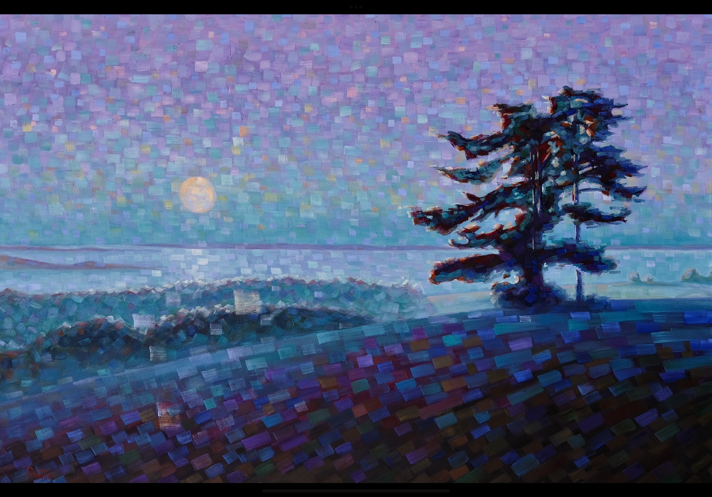 Moonrise with French Pines 120x81cm