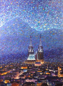 Cathedrale 3 - Hand embellished giclee on canvas limited edition 18x24in