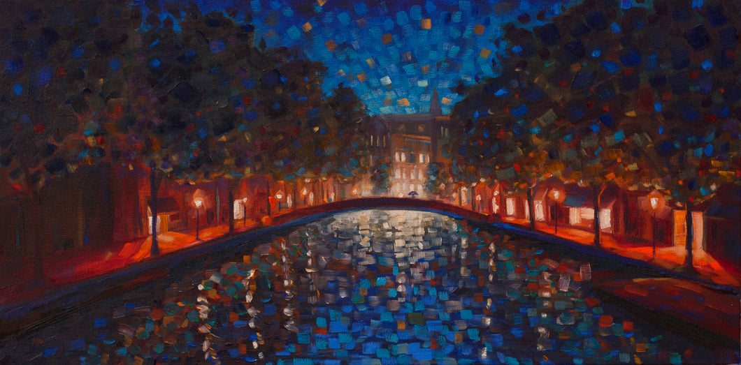 A Walk in Amsterdam - Hand Embellished Giclee on Canvas Limited Edition Print