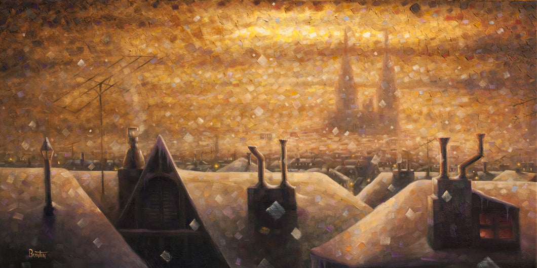 Cathedrale 4 - Original Oil on Canvas 18x36in