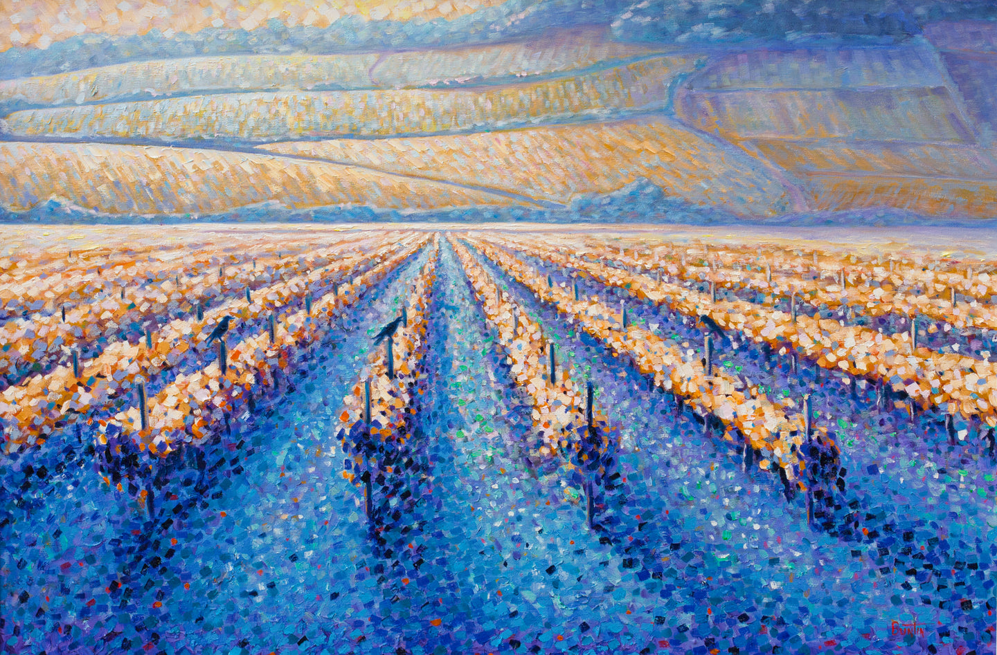 Golden Vineyards - Hand embellished giclee on canvas 24x36in