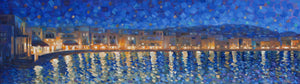 Mykonos Lights - Hand embellished giclee on canvas limited edition 10x35in